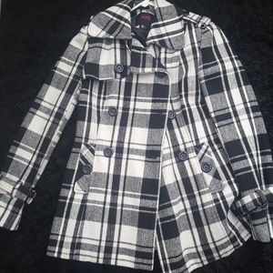 Black and white pea coat